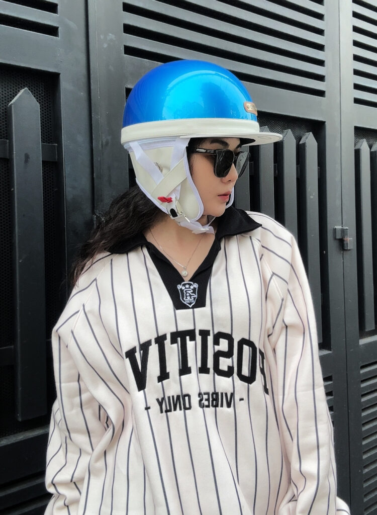 Mẫu đội Varo Bosozoku Xanh Camay Viền Trắng Ốp Tráng