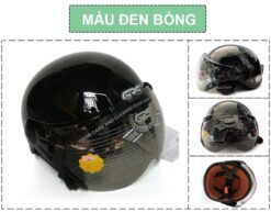 Mũ Bảo Hiểm Nửa Đầu Có Kính GRS A33K màu den bóng