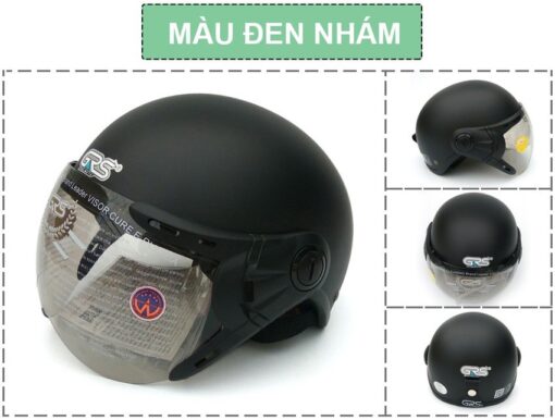 Mũ Bảo Hiểm Nửa Đầu Có Kính GRS A33K màu đen nhám