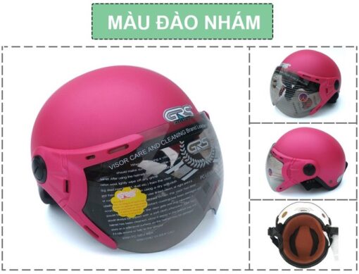 Mũ Bảo Hiểm Nửa Đầu Có Kính GRS A33K màu hồng