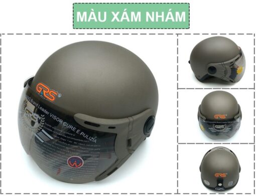 Mũ Bảo Hiểm Nửa Đầu Có Kính GRS A33K màu xám